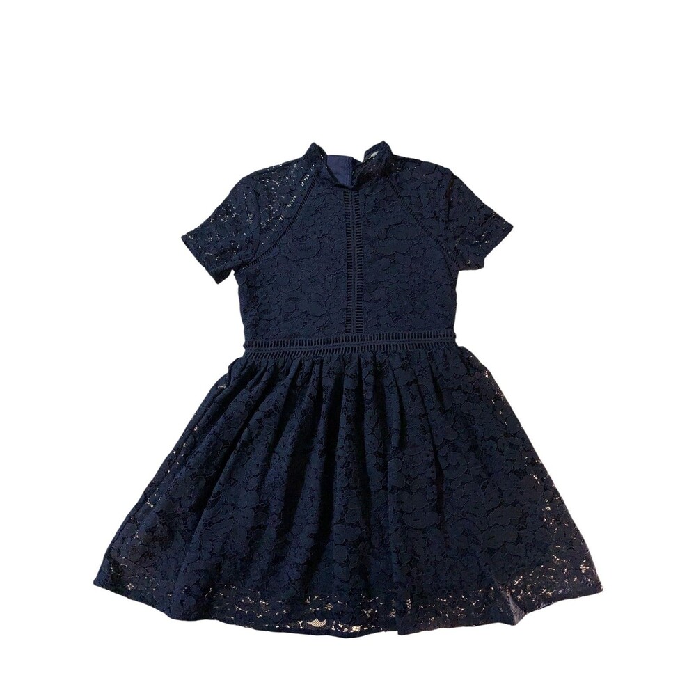 Bardot Junior Dress Girls 7 Navy Blue Lace Short Sleeve Party Special Occasion